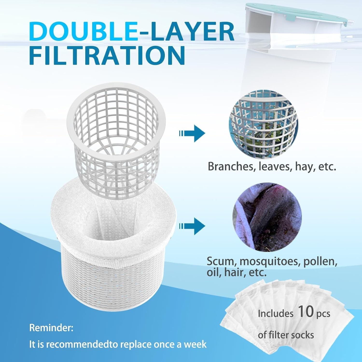 Automatic Surface Pool Skimmer – Floating Debris Catcher for Above Ground Pools