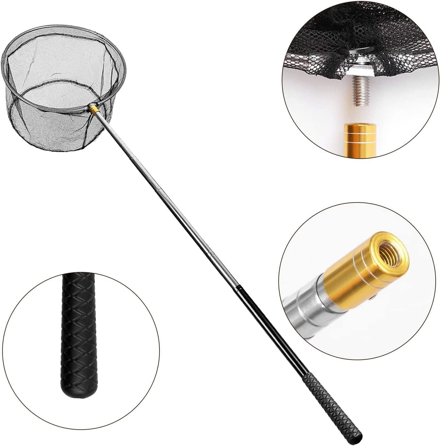 Pool Skimmer Net with Stainless Steel Telescopic Pole,58″ Extendable Leaf