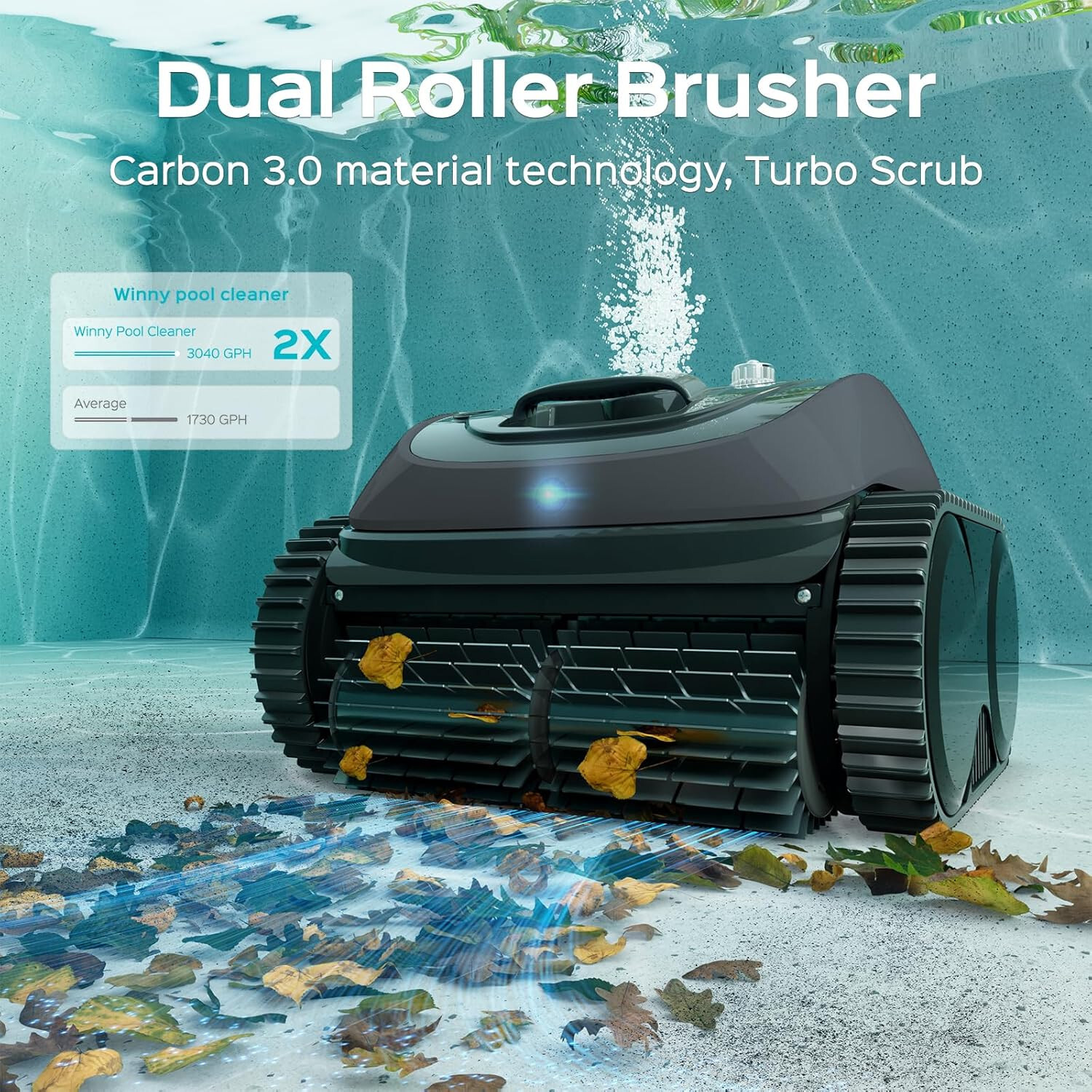 Track drive Floor & Wall Pool Vacuum Inground Cordless Robotic Cleaner Waterline