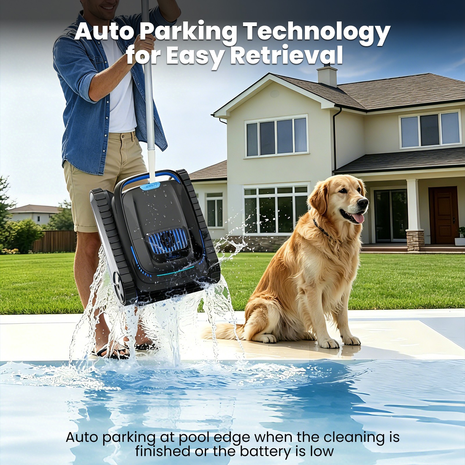 AIRROBO CP20 Wall Climbing Pool Robot for Floor Walls and Waterline, 120Min 4L
