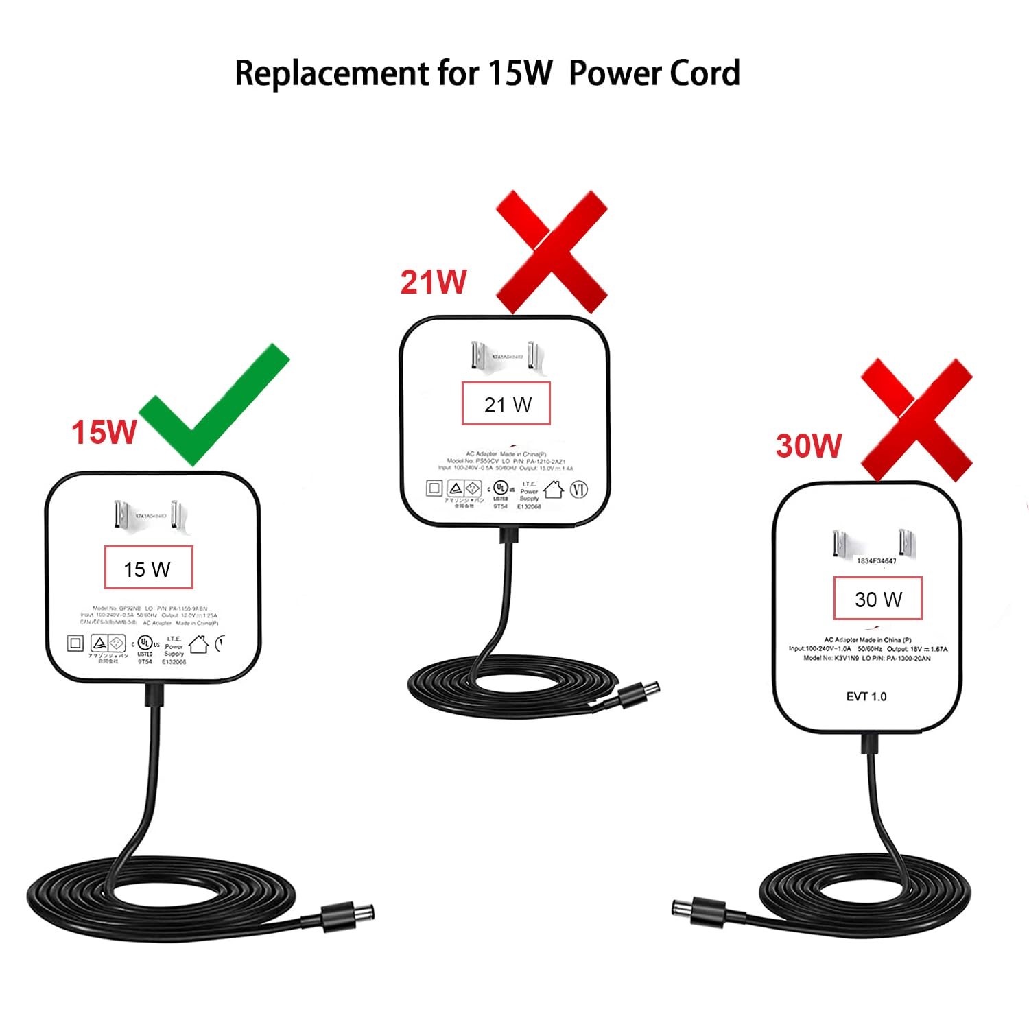 15W Power Cord Replacement for Echo Dot 3rd/4th Gen Alexa Dot Echo Power Adapter