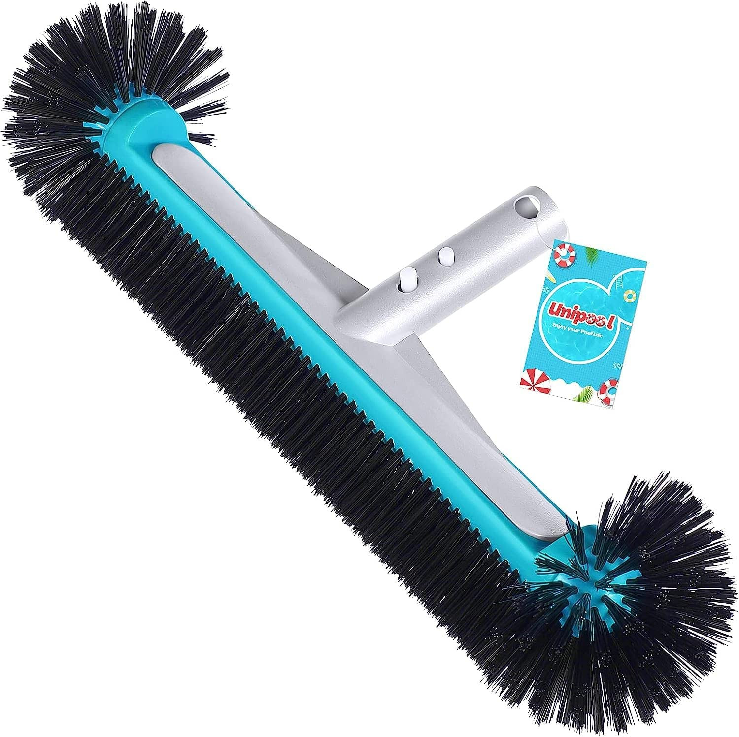 Swimming Pool Brush Head with round Ends,17.” Heavy Duty Aluminum Back Head for