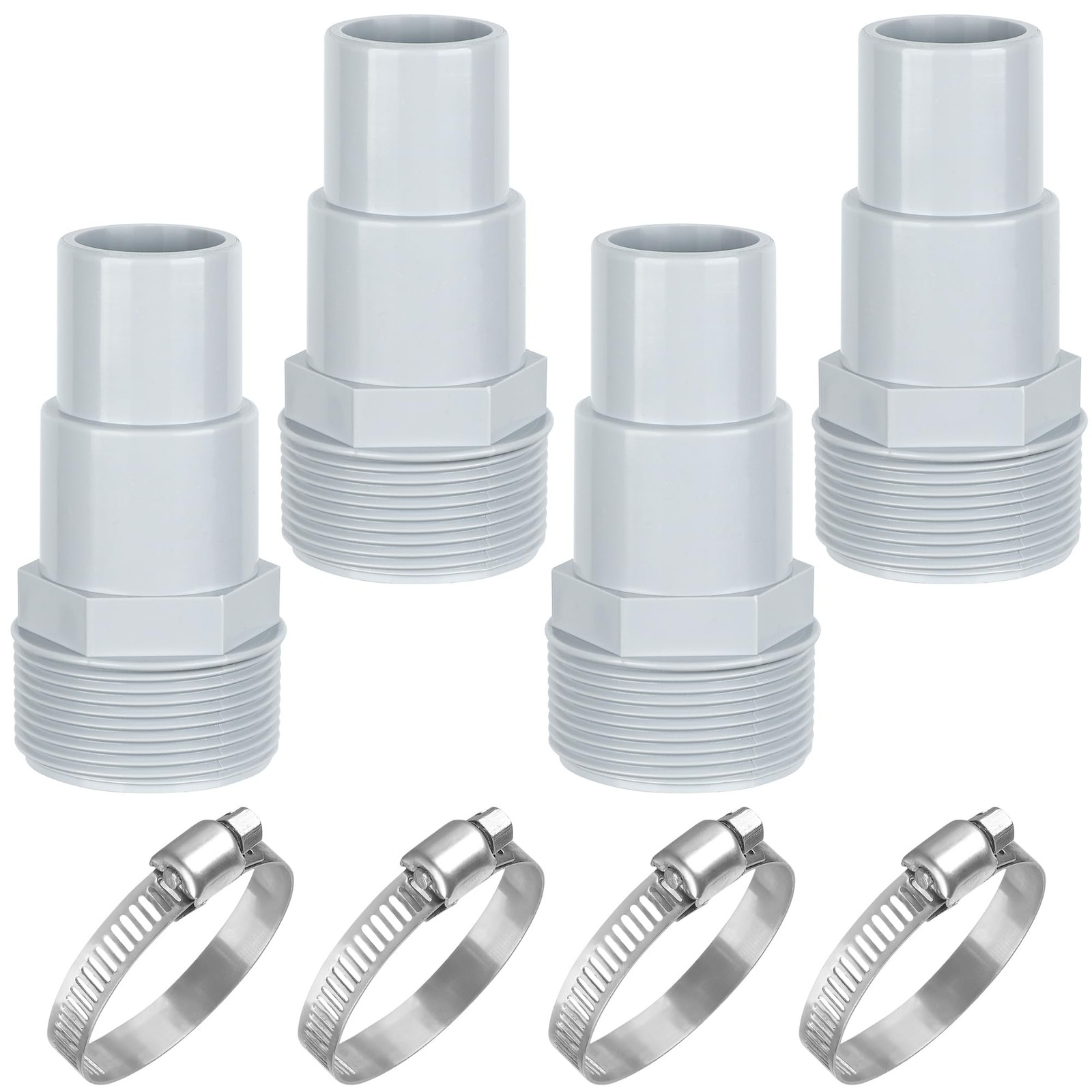 4 Pack Universal Combo Pool Hose Adapter 1.5 inches or 1.25 inches, Gray