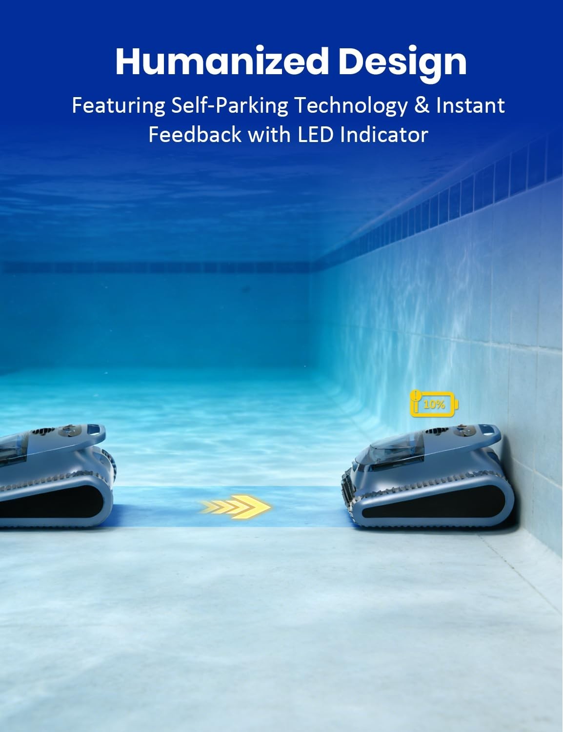 Seauto Cordless Robotic Pool Vacuum 3H Pool Cleaner for Inground Pools APP