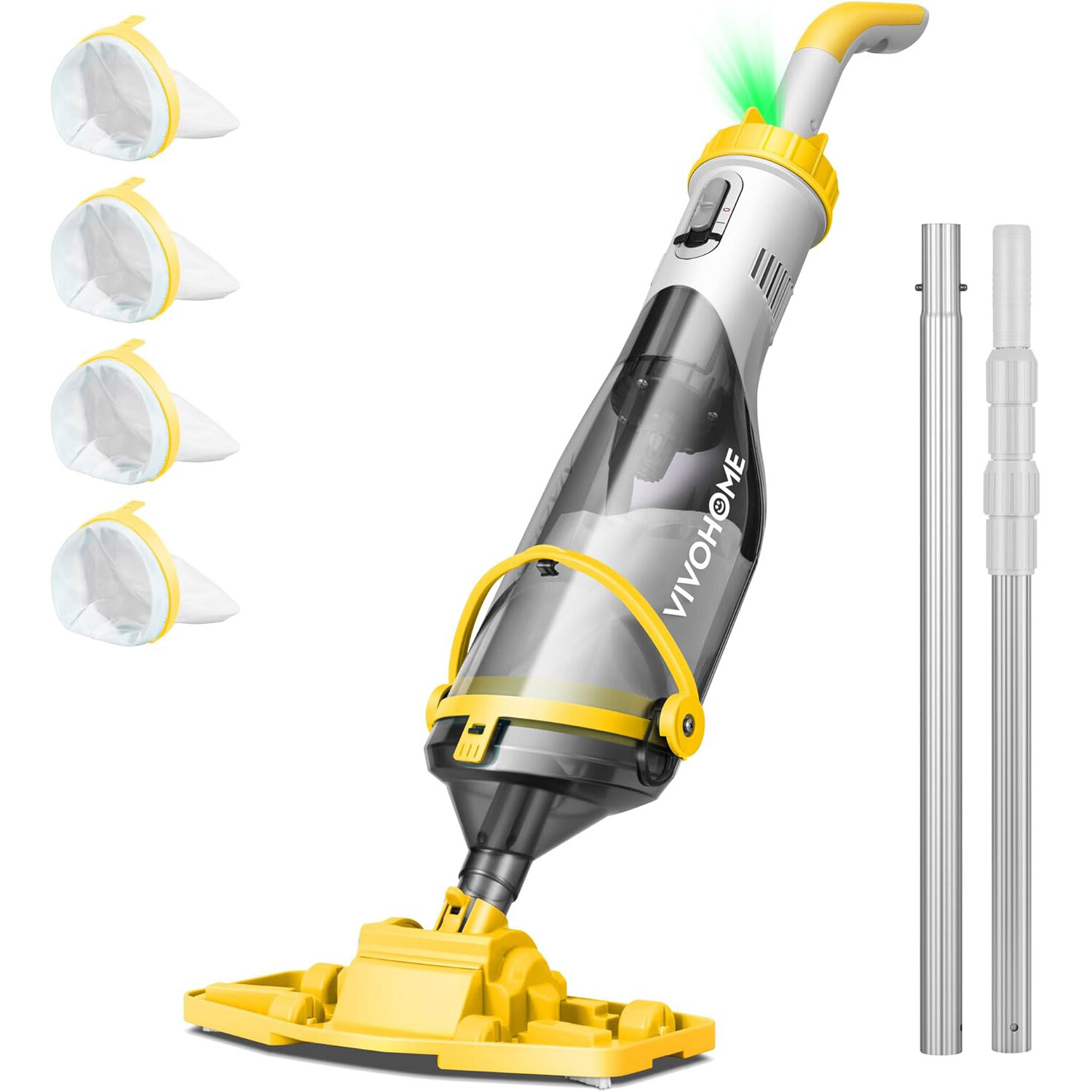 Cordless Pool Vacuum with Telescopic & Extension Poles 9.12ft 18.5 GPM Suction