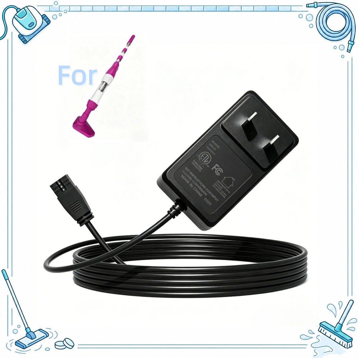 2-Prong 12.6V AC/DC Adapter For YSMJ 1822 1822BL 2160 2160BX Pool Vacuum Cleaner