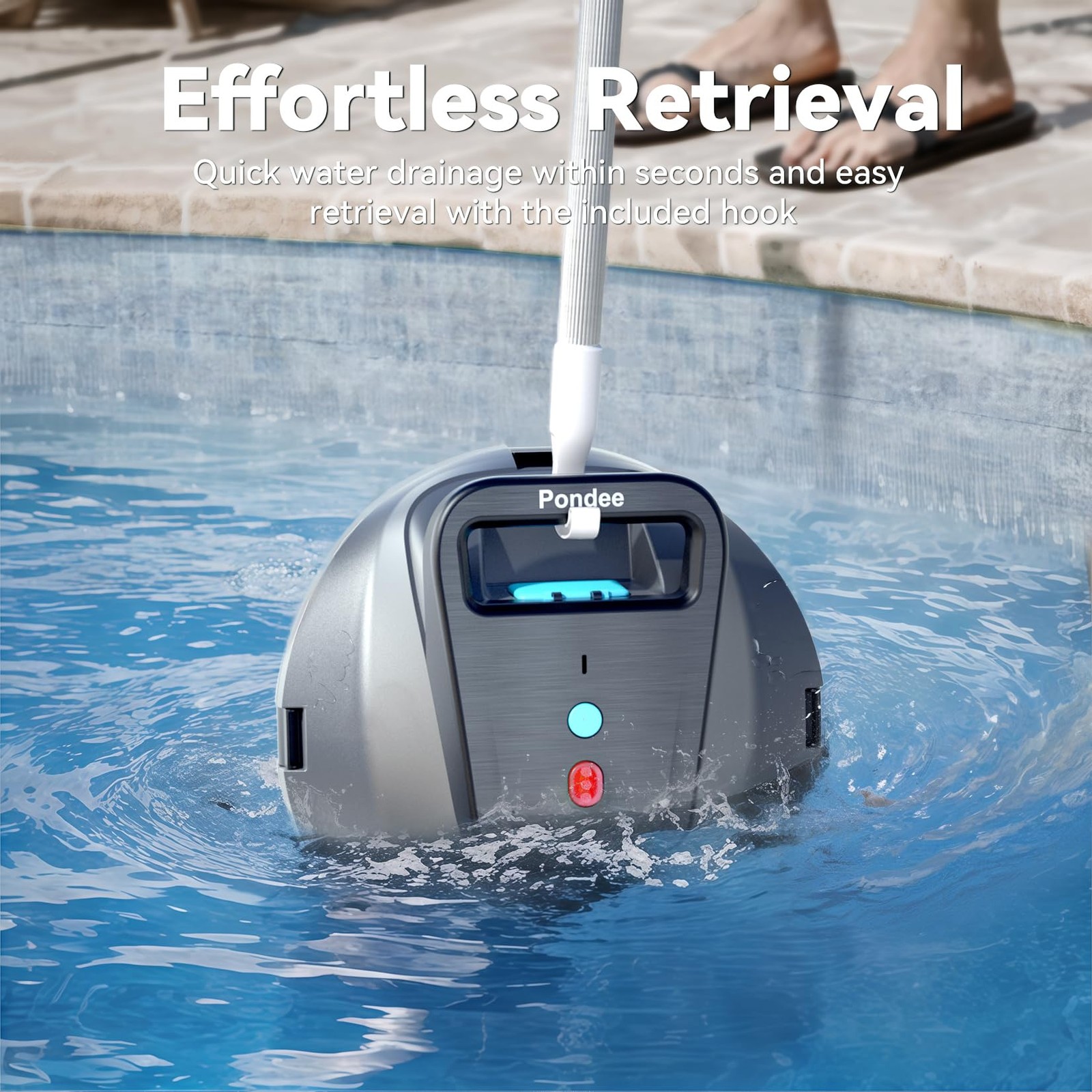 Pondee X1 Robotic Pool Vacuum, Cordless Pool Cleaner with 120-Min Runtime, Au…