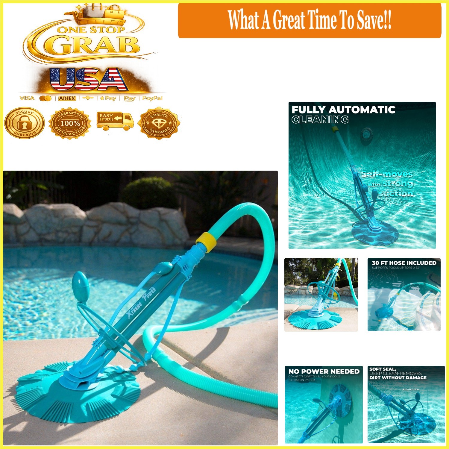 Blue Automatic Pool Cleaner Wall Climber for In-Ground & Above-Ground Pools