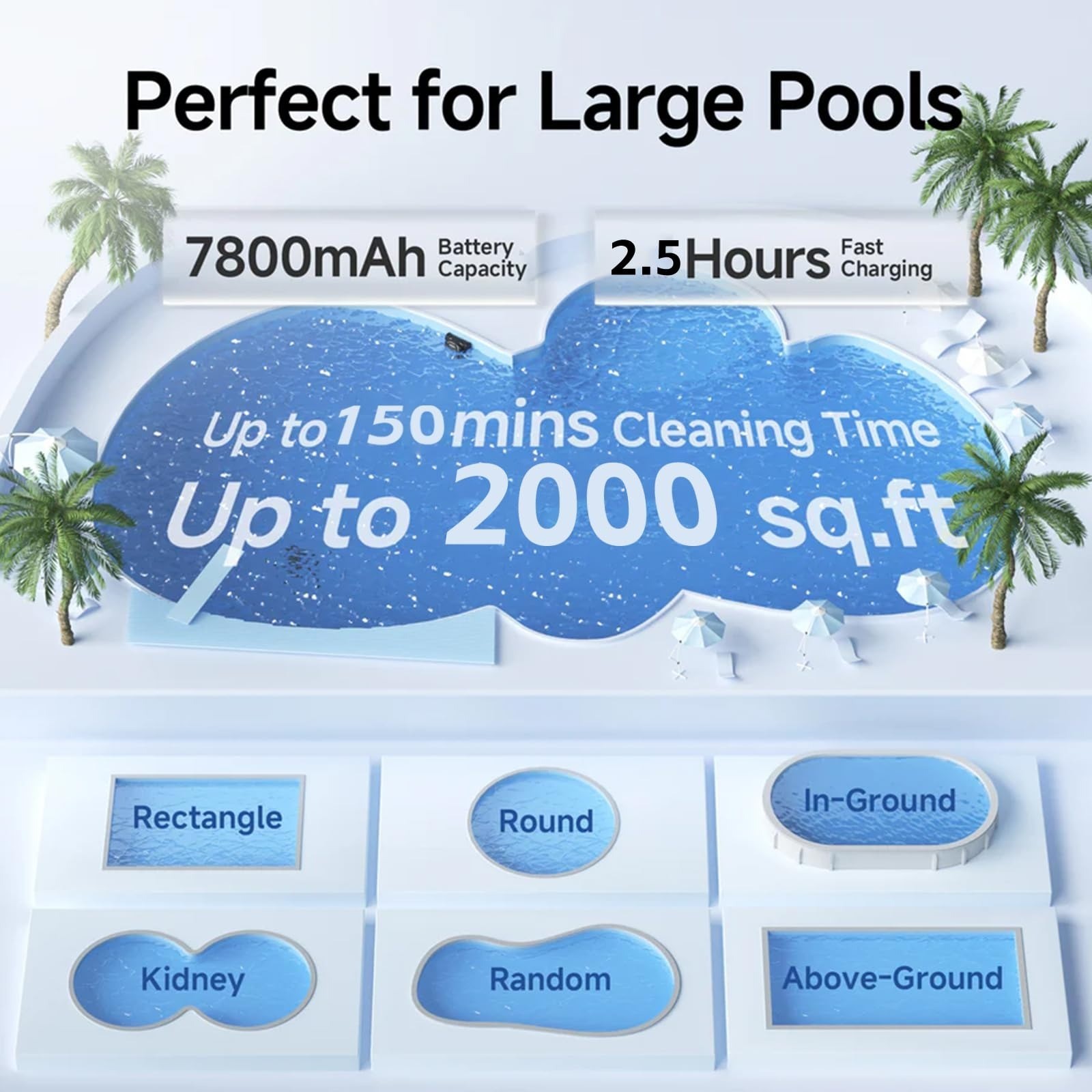 MOREBOT SAT20 Cordless Robotic Pool Cleaner – 180 Mins Runtime