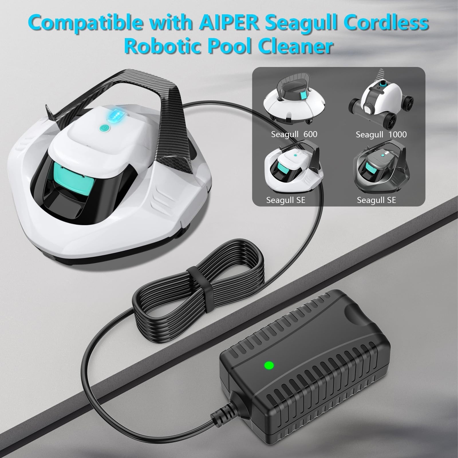 12.6V Charger for Cordless Robotic Pool Cleaner – Compatible with Seagull SE 600