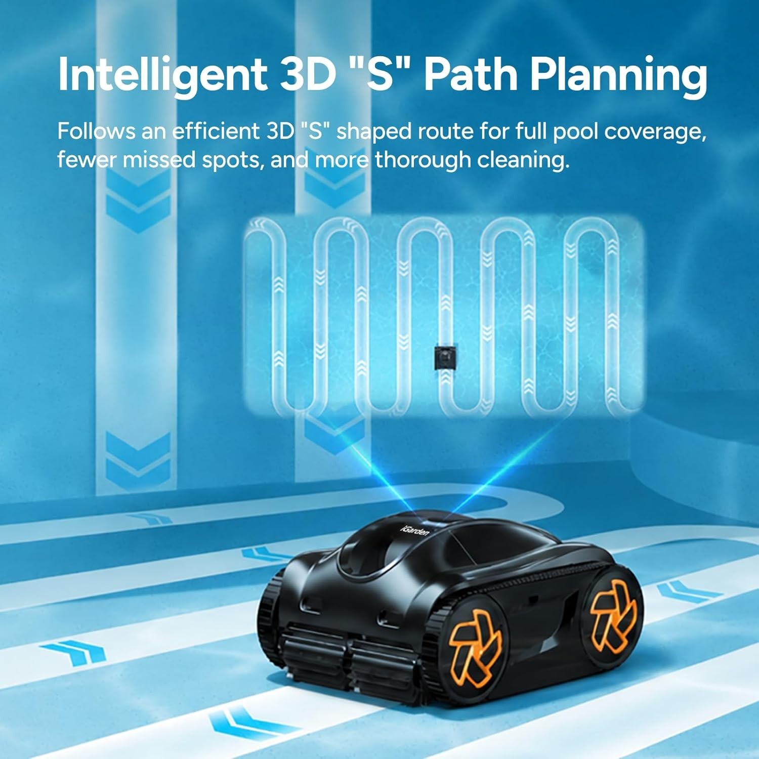 iGARDEN 4H Runtime Cordless Robotic Pool Cleaner Wall Climbing Waterline