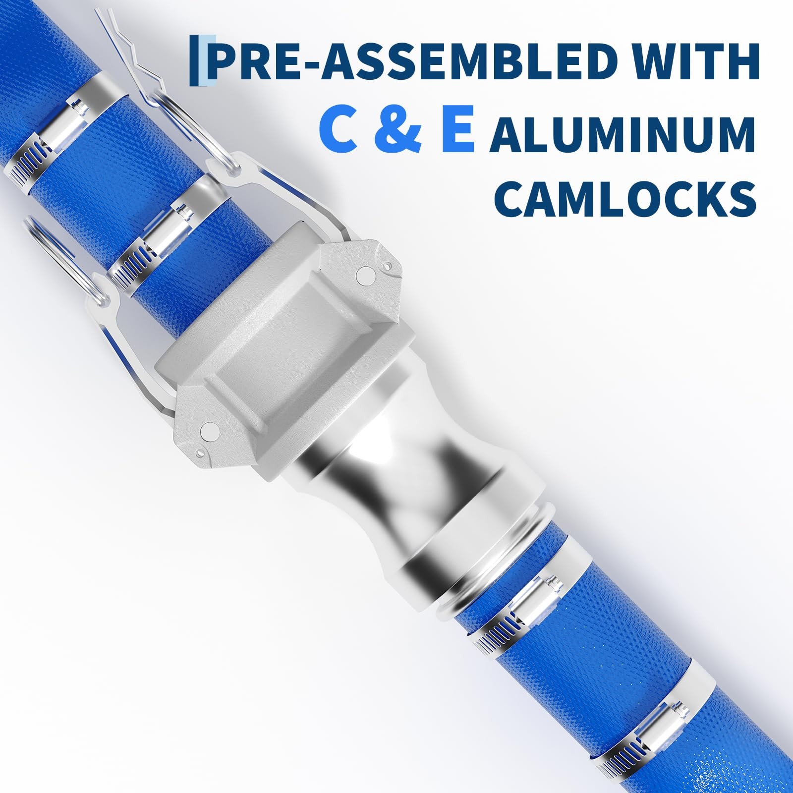 1.5″x50/100ft,2″x50/100ft Pool Backwash & Drain Hose W/Aluminum Camlock Fittings