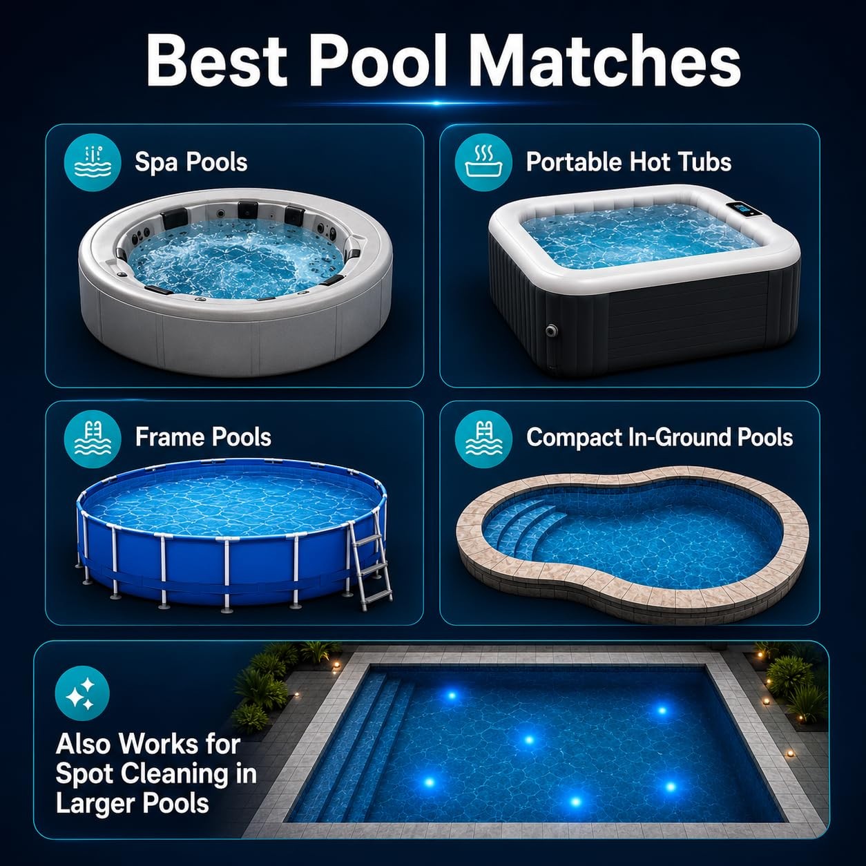 Cordless Handheld Pool Vacuum for Hot Tub Spa and Small Pools, Running time u…