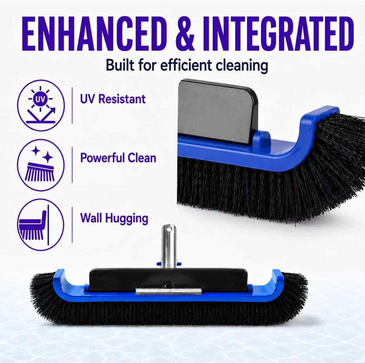 17.5″ Pool Brush Head, Curved Swimming Pool Cleaning Brush with Reinforced Alumi