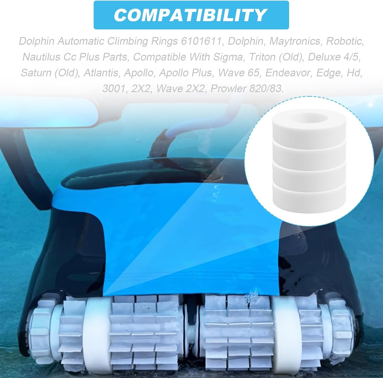 Pool Cleaner Climbing Rings (4 Pack) Fits for Dolphin Maytronics Robotic Replace