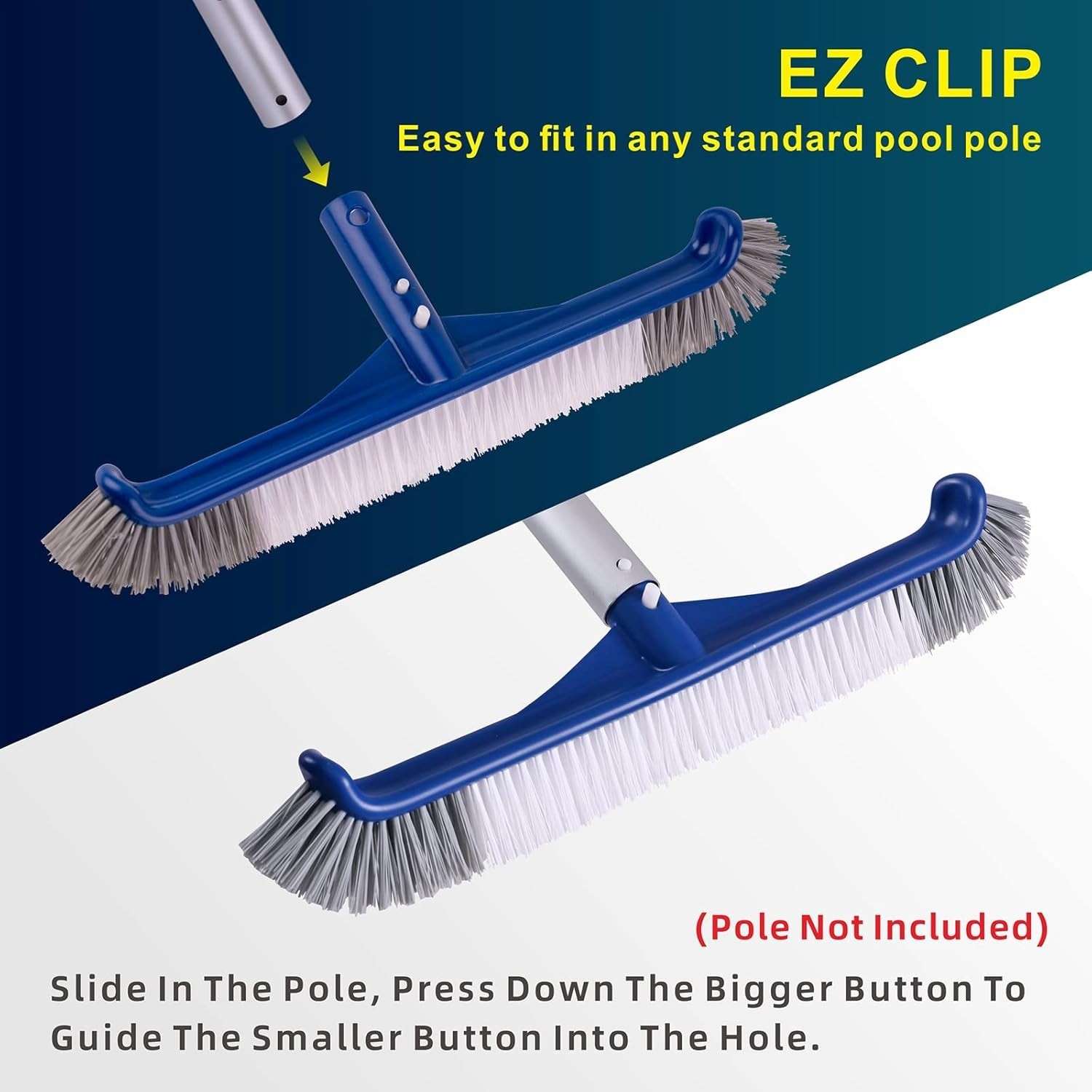 17.5 in Blue Pool Brush Head for Inground & Above-Ground Pools, Durable Clean…