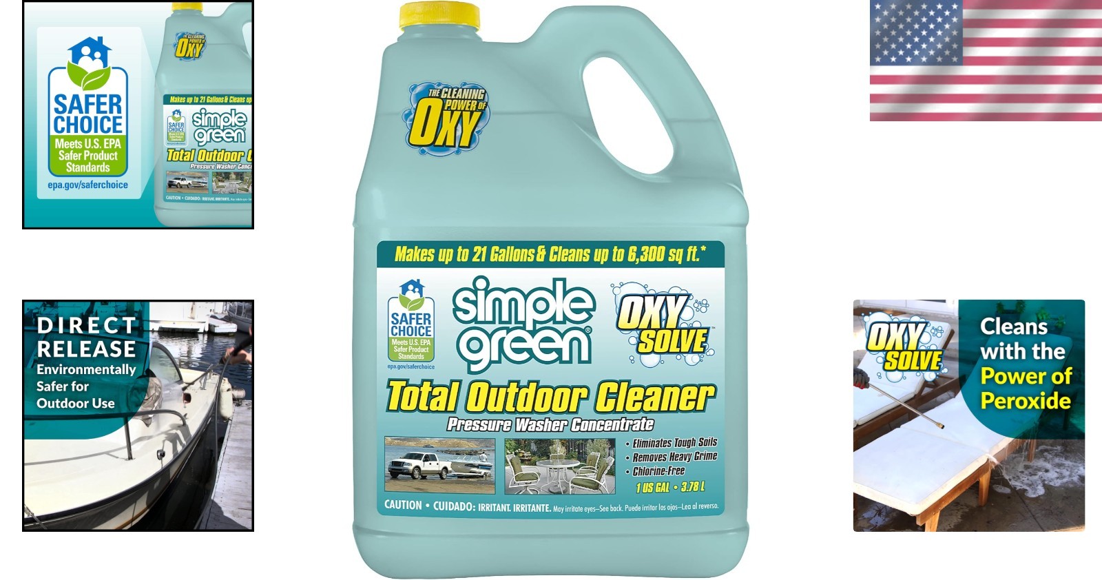 Oxy Solve Outdoor Cleaner Concentrate – 128 Fl Oz, Eco-Friendly & EPA Certified