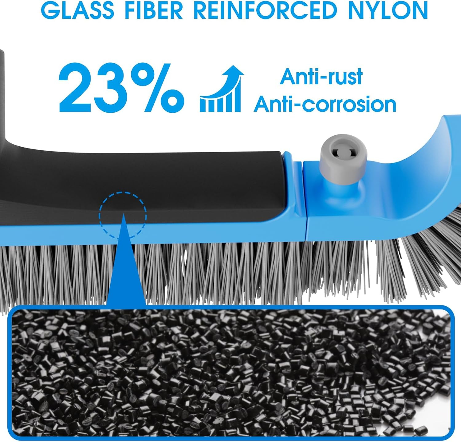2 in 1 Pool Brush with Poles 10Ft – 20” Heavy Duty Swimming Pool Brush & Multif