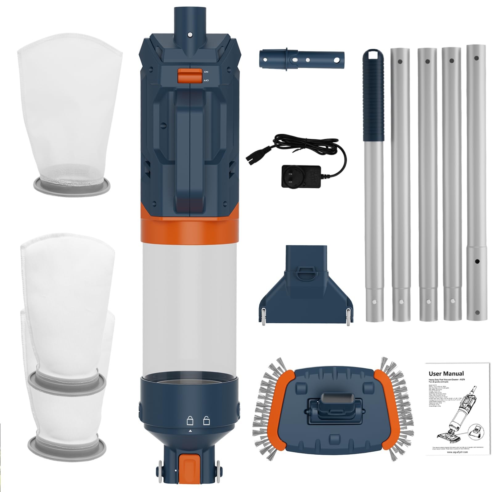 Cordless Pool Vacuum-25 Micron Fluff Ultra Fine Filter, 98inch,True Powerful …