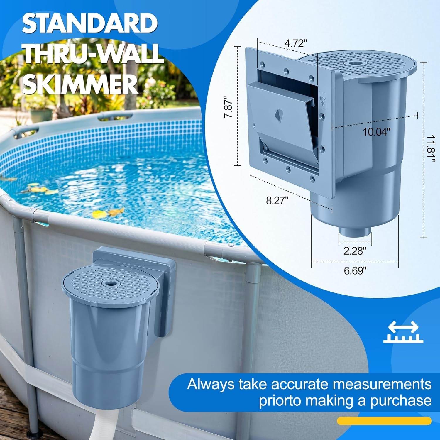 Universal Wall Mount Pool Skimmer Kit – Simple Installation & Easy Maintenance
