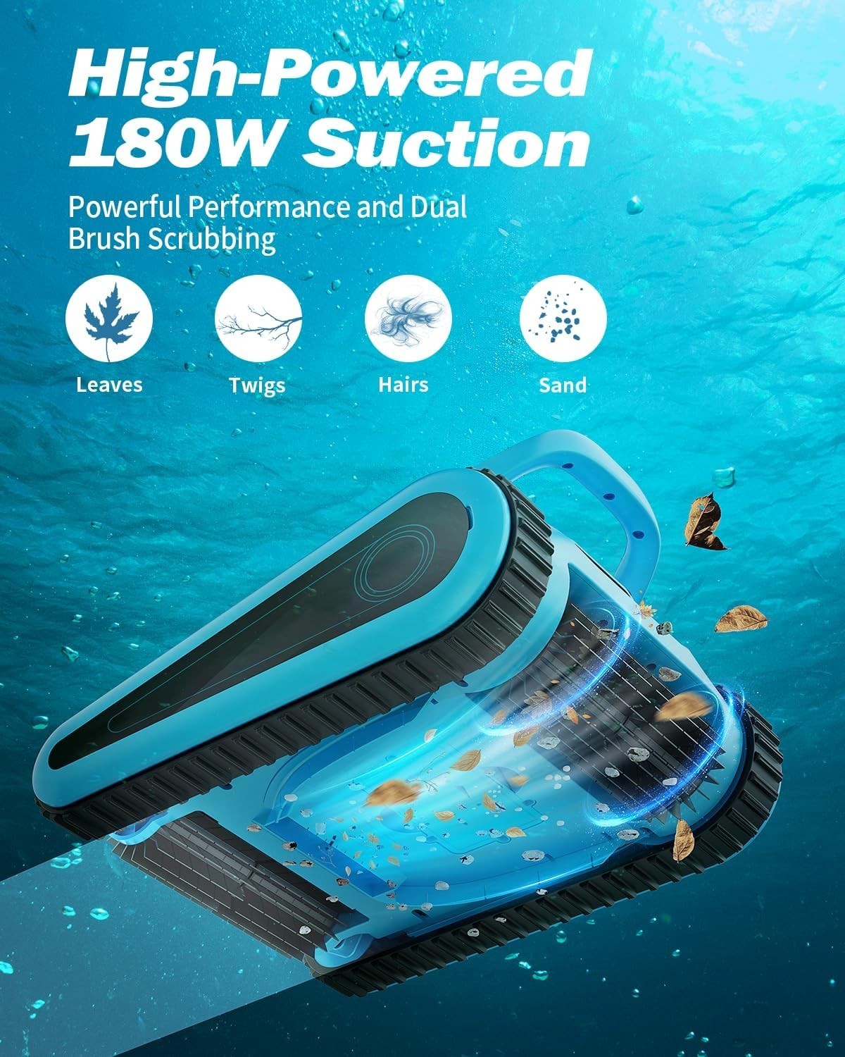 Robotic Pool Cleaner Cordless Pool Vacuum Robot Wall Climbing for Inground Pools