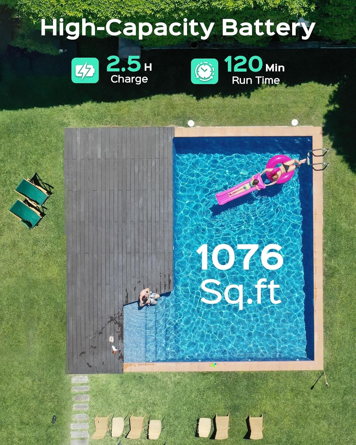 WYBOT A1 Cordless Robotic Pool Cleaner Automatic Pool Vacuum 1076 Sq.ft