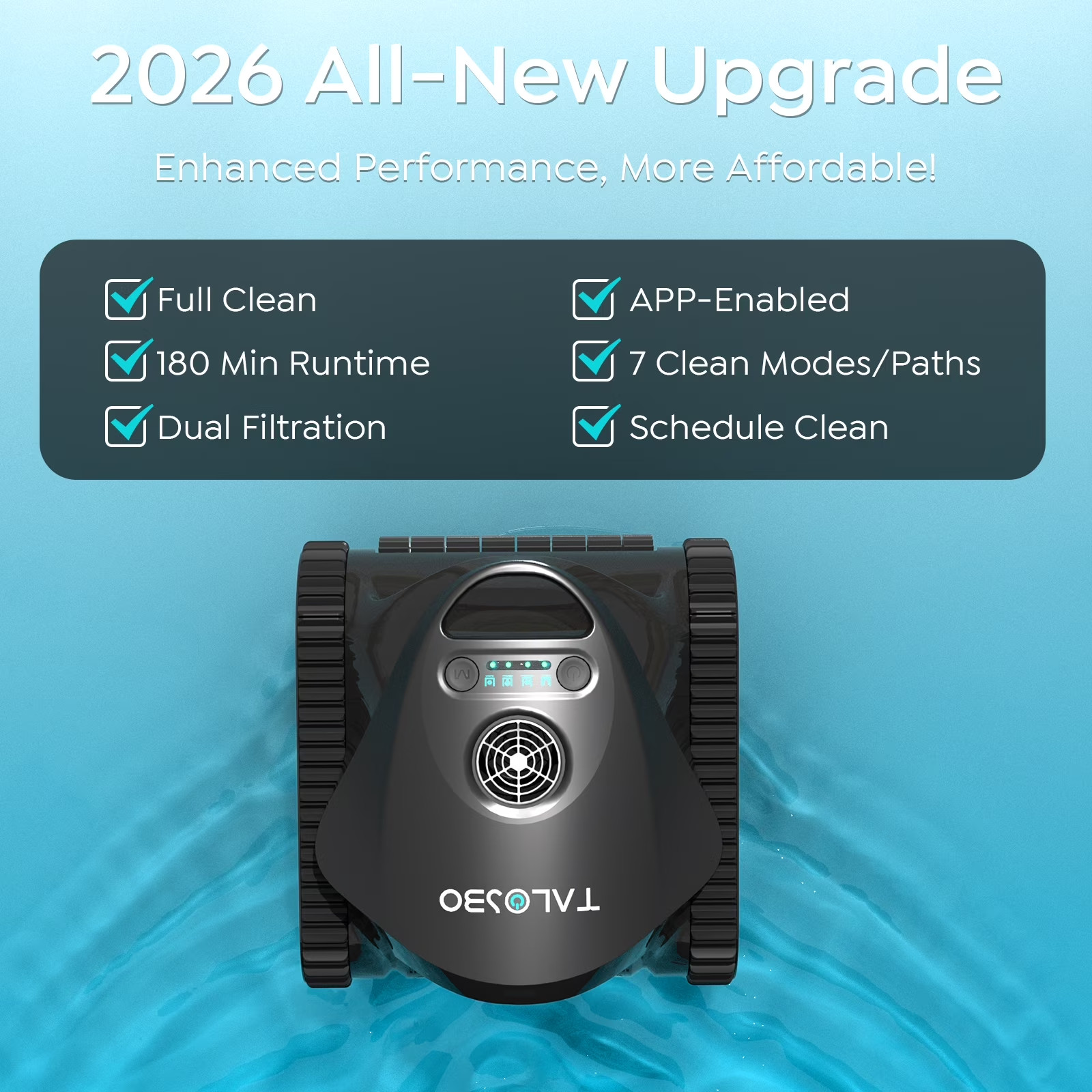 C1 Cordless Robotic Pool Cleaner, Wall & Waterline Cleaning, Blue