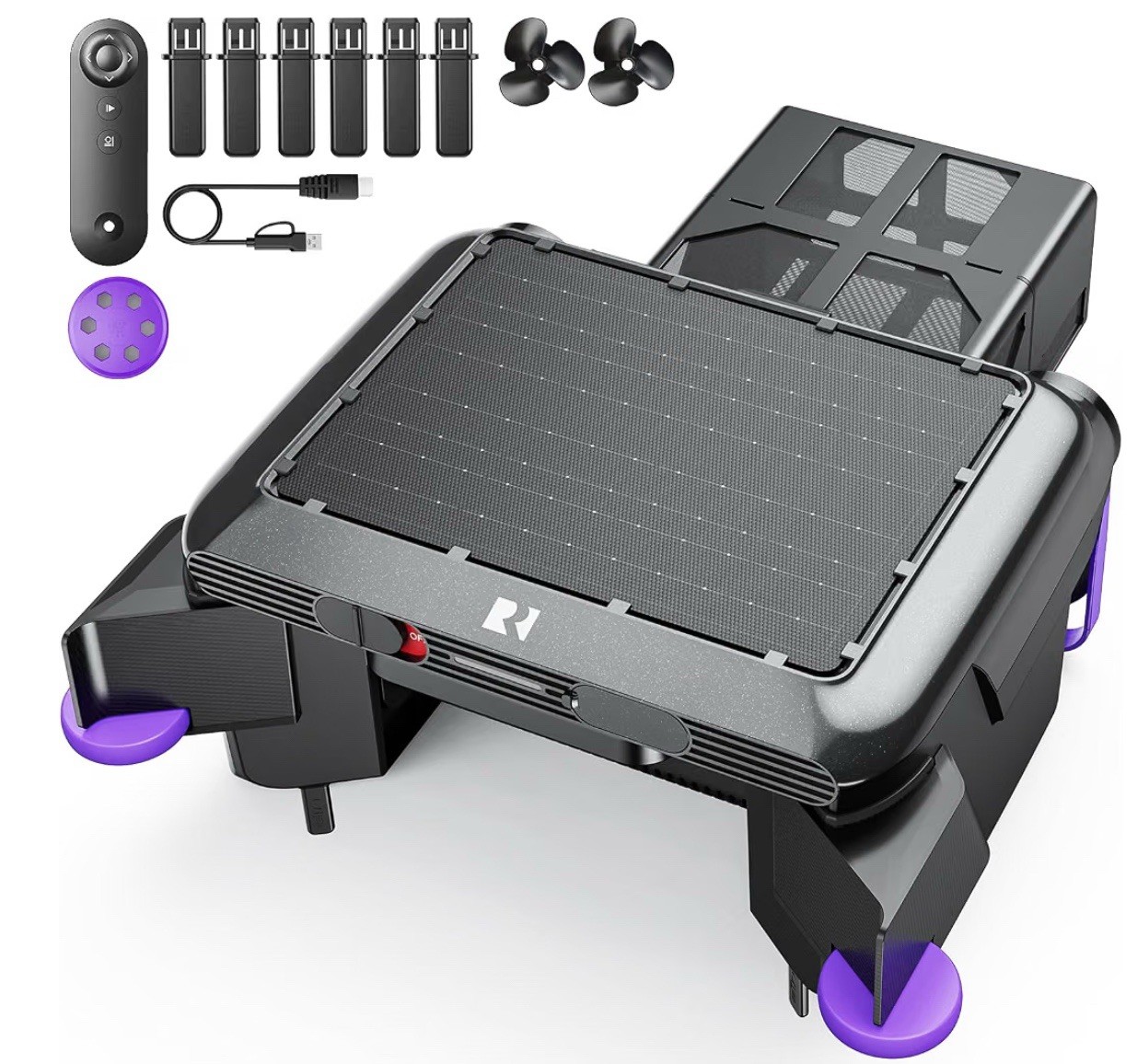 Redroad Solar-Powered Robot Pool Surface Skimmer Cleaner Salt Tol Motors 150-um
