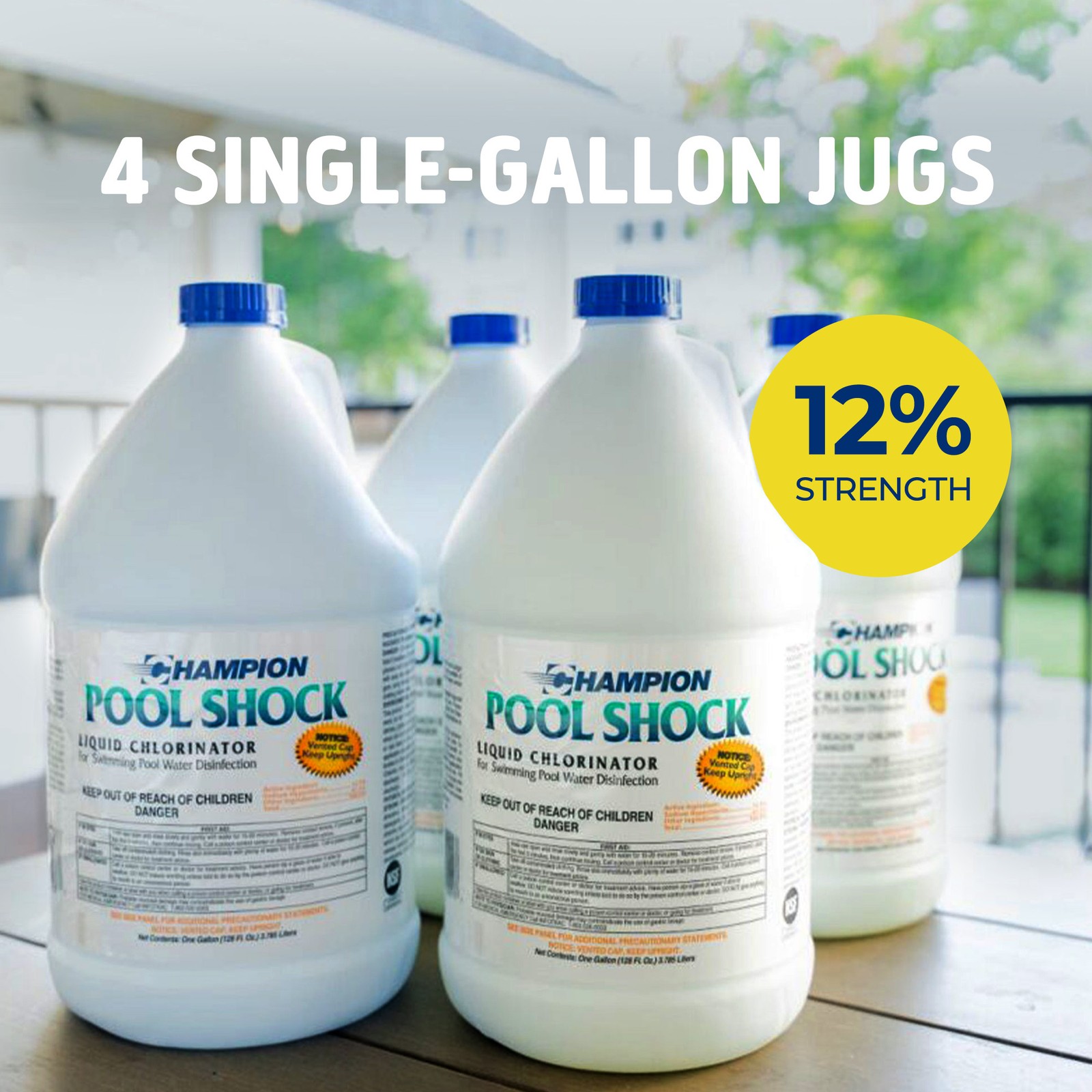 Champion Pool Shock Liquid Chlorinator for Pool Water Disinfection (4 Pack)