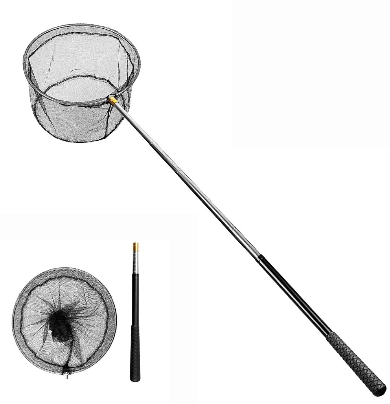 Pool Skimmer Net with Stainless Steel Telescopic Pole,58″ Extendable Leaf Ski…