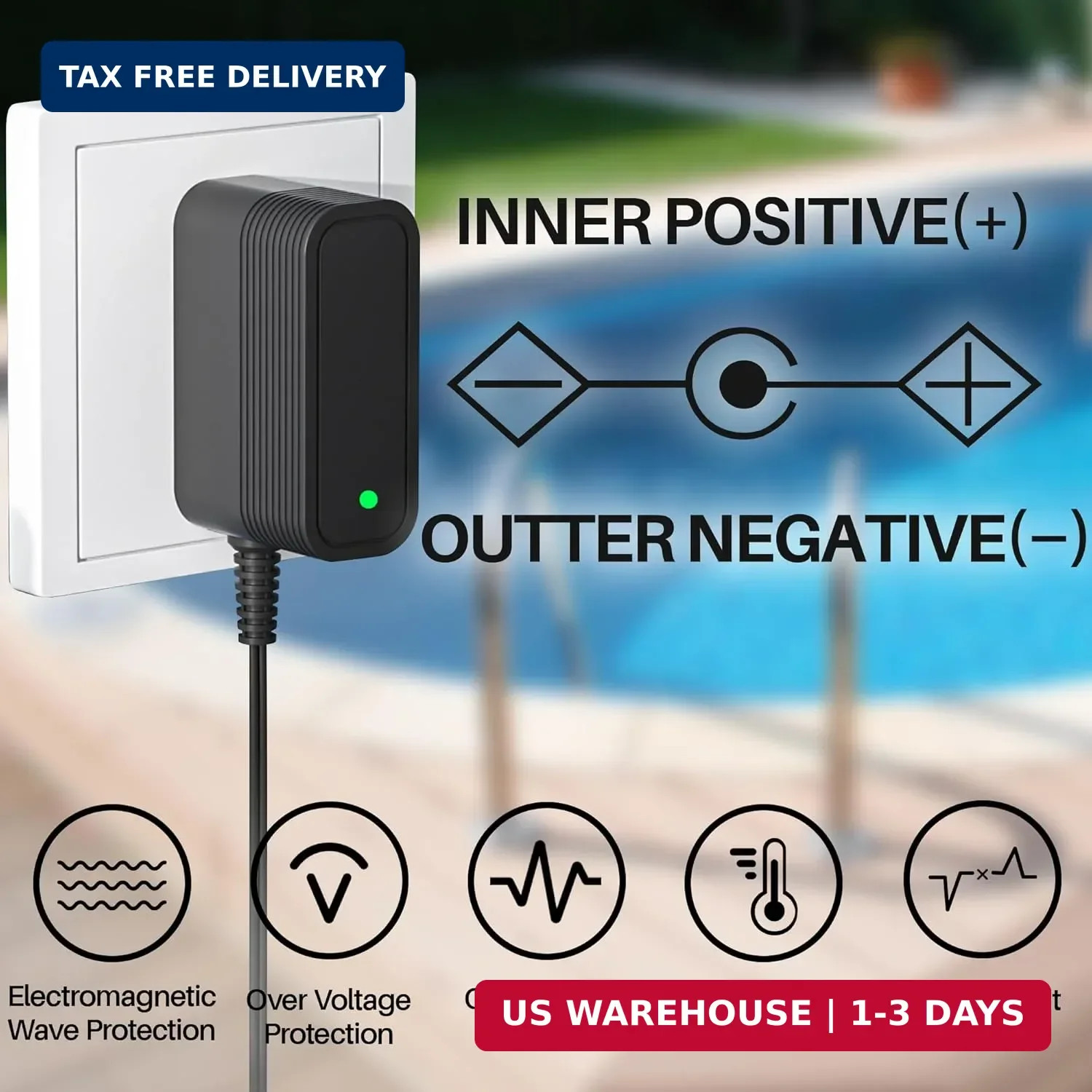 Power Cord for Pool Blaster Charger Compatible with Pool Blaster Vacuum 22151EL