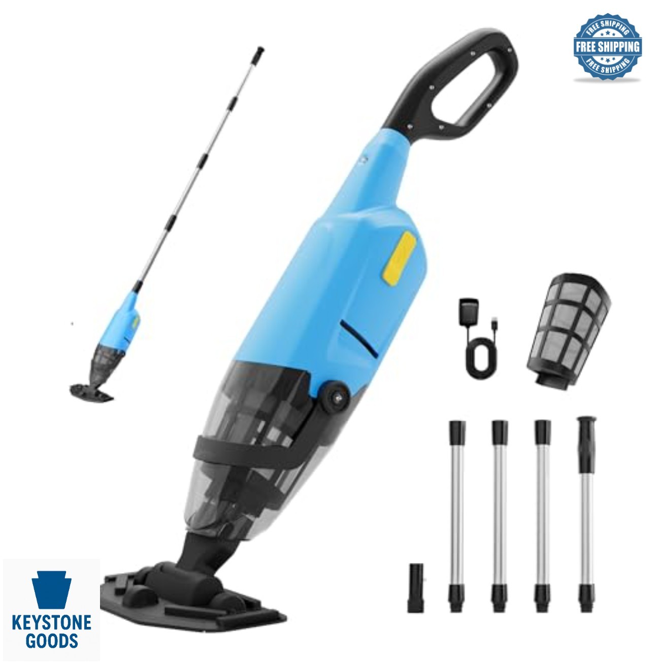 Cordless Handheld Pool Vacuum 18 GPM 60 Min Runtime 120μm Fine Filter Above