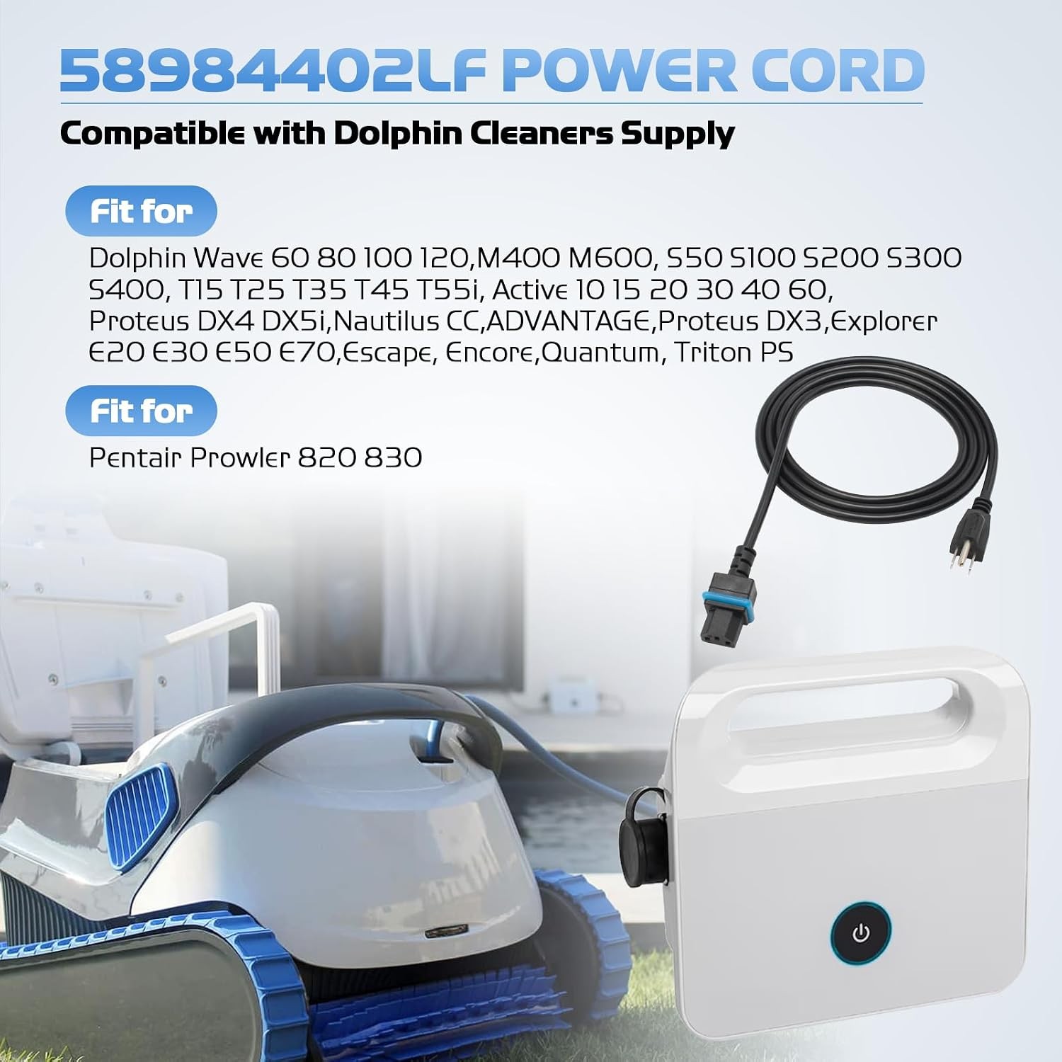 Maytronics Dolphin Compatible 58984402L Power Cord for Pool Cleaner Supply