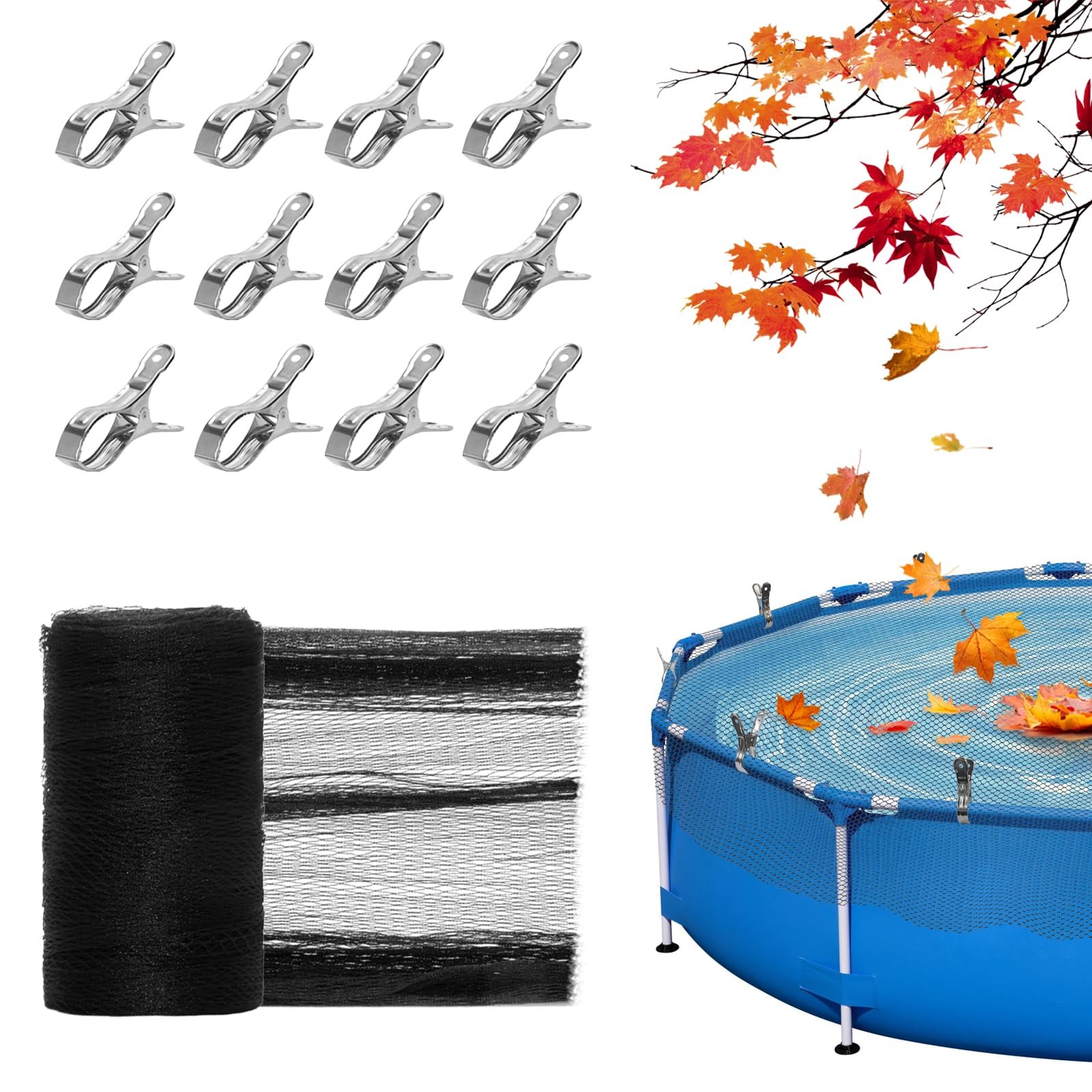 21 Feet Round Pool Leaf Net Cover – Pool Net Cover with 12 Pcs Swimming Pool …