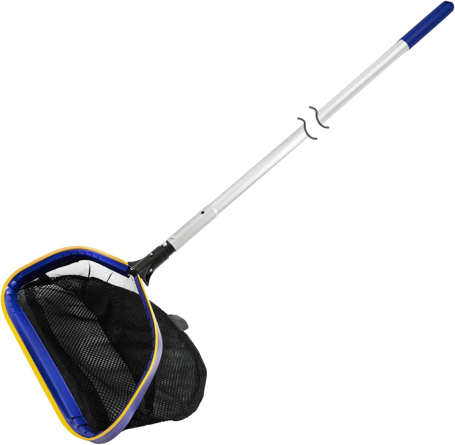 Pool Deep Skimmer Net with 3Ft – 10Ft 1.0Mm Thick Adjustable Aluminum Pole & Fin