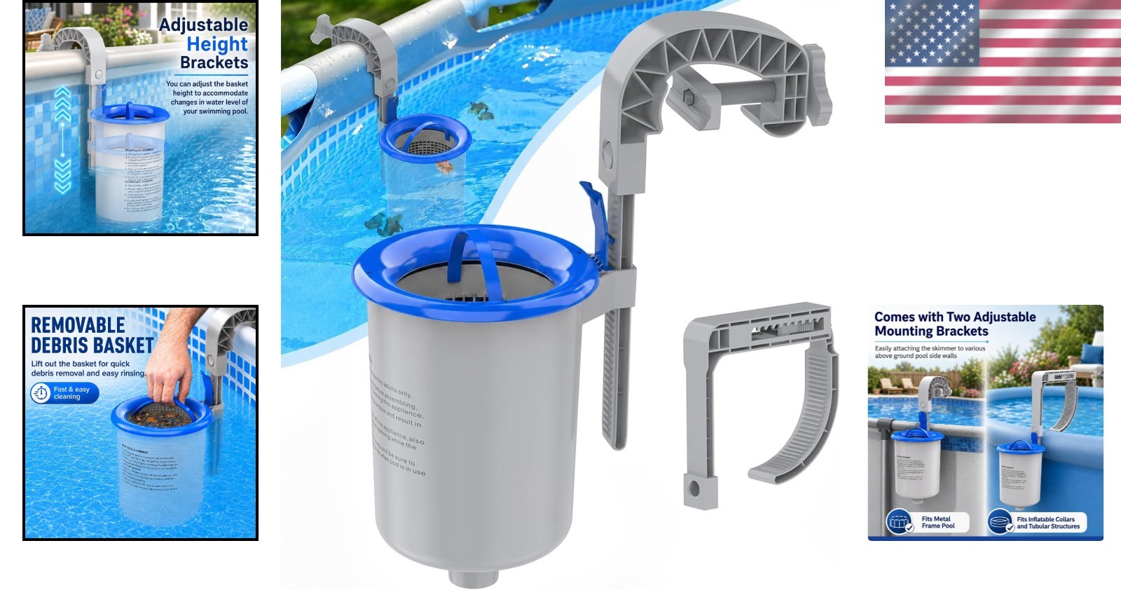 Universal Compatibility Above Ground Pool Skimmer – Quick Empty Basket Feature