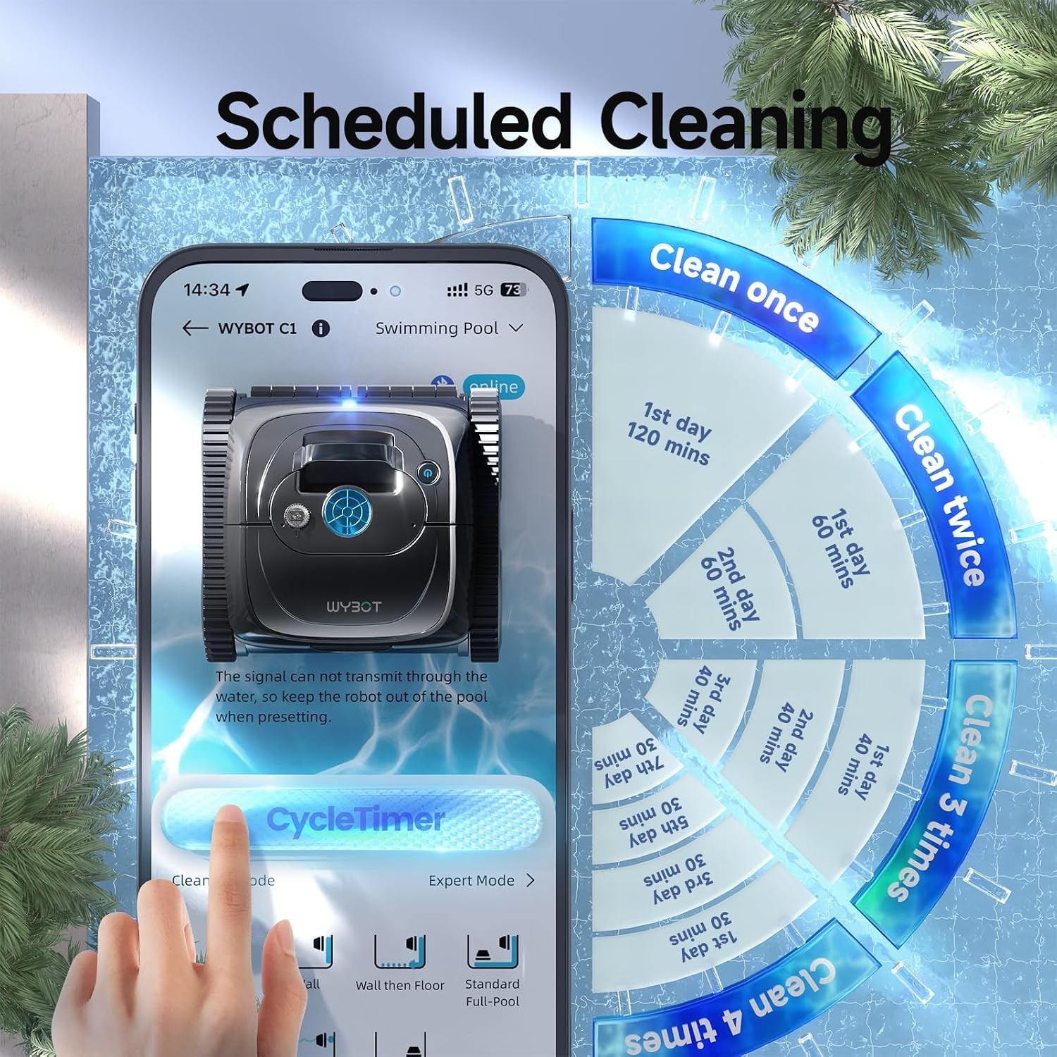WYBOT C1 Pool Cleaner Wall Climb Cordless Robotic Pool Robot In-Ground Pools
