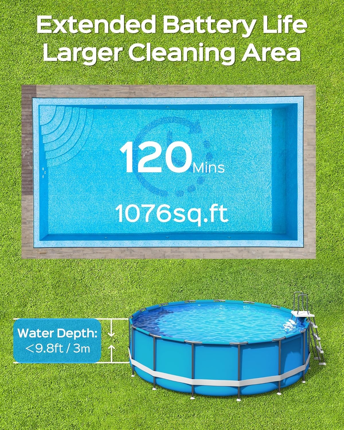 (New Upgraded) WYBOT A1 Cordless Robotic Pool Cleaner, Automatic BlackGreen