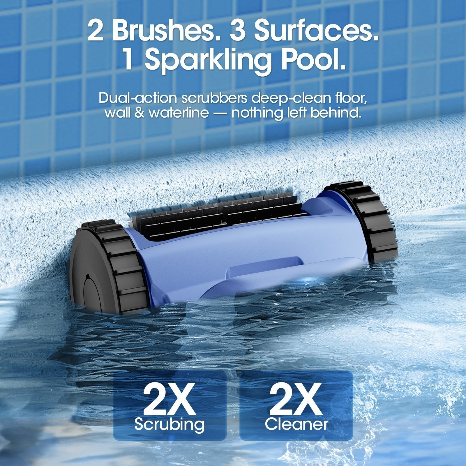 Seauto Smart Cordless Robotic Pool Vacuum Wall&Waterline Cleaning For All Pools