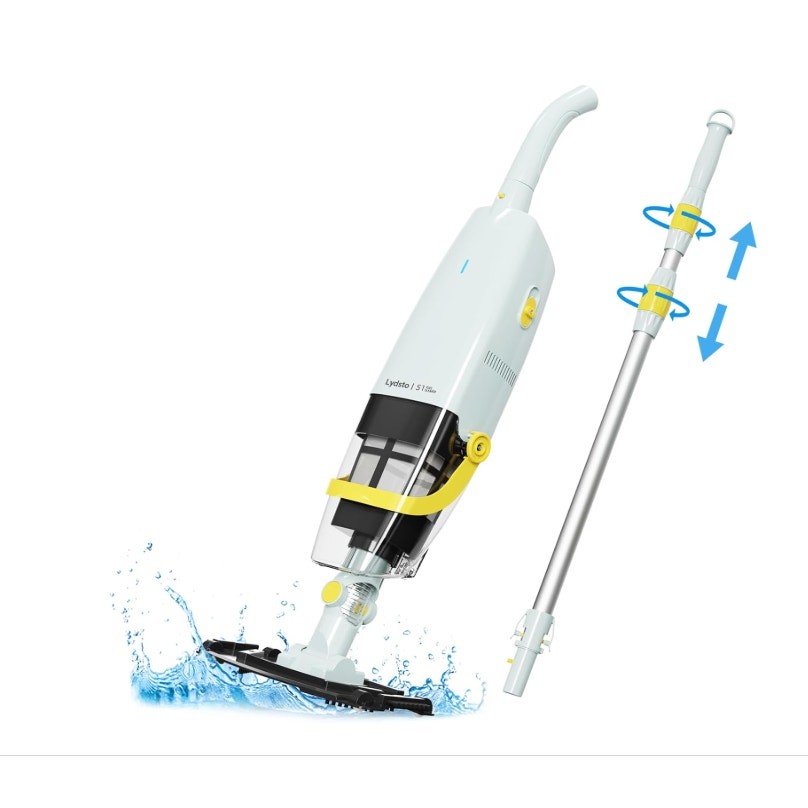 Lydsto Handheld Pool Vacuum w Telescopic Pole, Rechargeable, Strong Suction