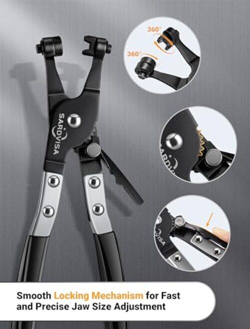 Hose Clamp Pliers, Heavy Duty Hose Clamp Tool with Locking Gear ＆ Black Non