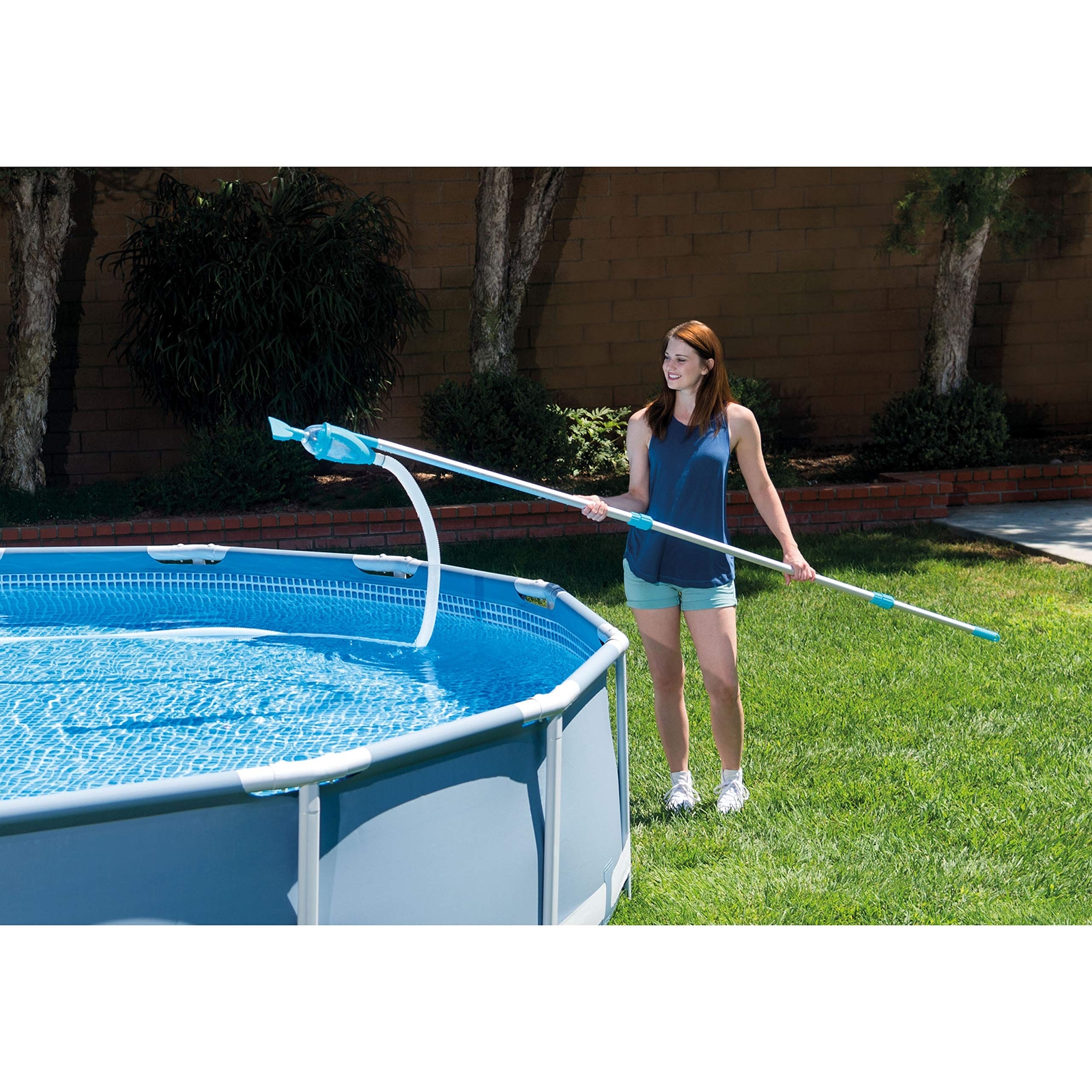 Intex Deluxe Pool Vacuum Maintenance Kit with Curved Wall Brush and Pole