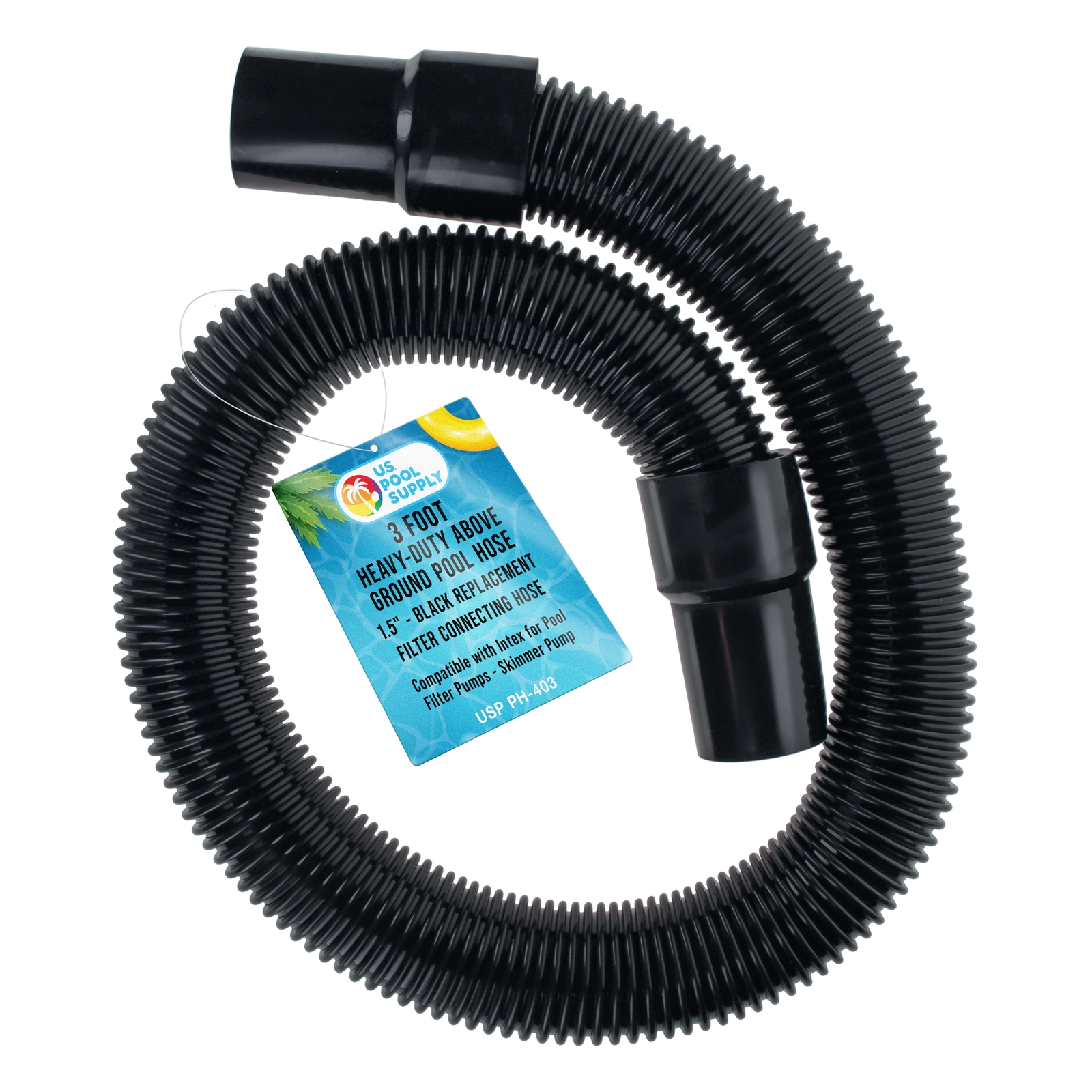 3 Foot Heavy-Duty Above Ground Pool Hose, 1.5″ – Black Filter Connecting Hose