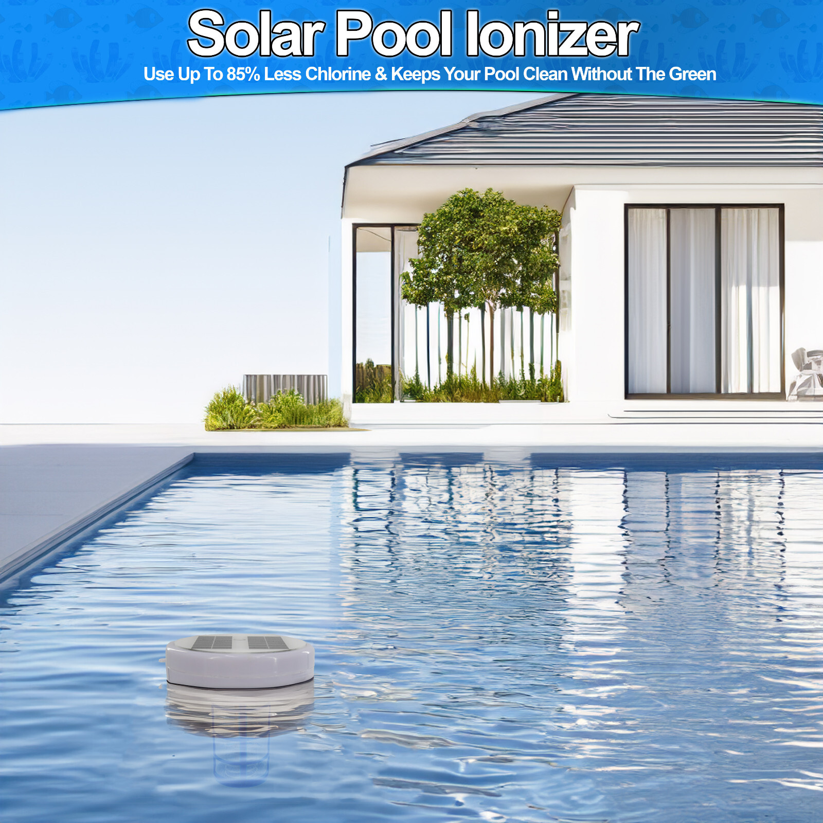 Solar Pool Ionizer w Copper & Steel Anode – Pool Water Cleaner Swimming Pools