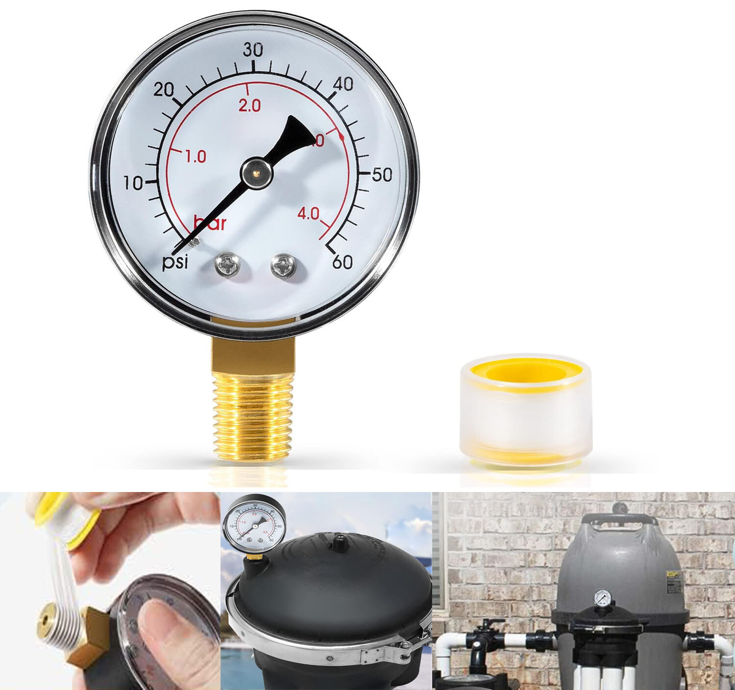 005-302-3590-00 Pressure Gauge For Paramount and Caretaker Cleaning Water Valves