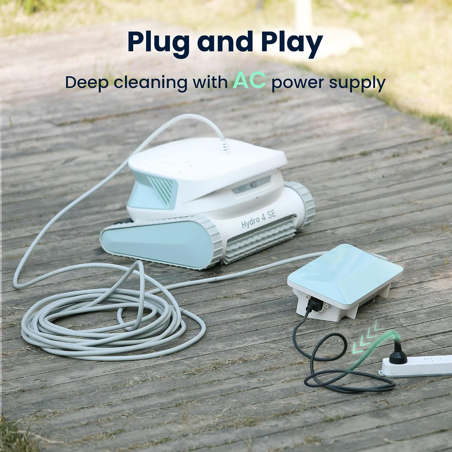 Hydro 4SE Robotic Pool Cleaner, S-Shaped Path/Auto Wall/Waterline Cleaning, 40FT