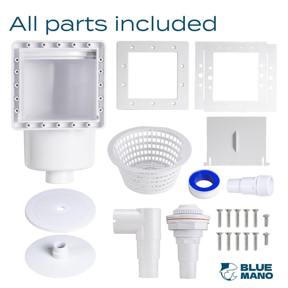 Above Ground Pool Skimmer Complete Kit – Fits Standard Walls, 6″ Opening Width