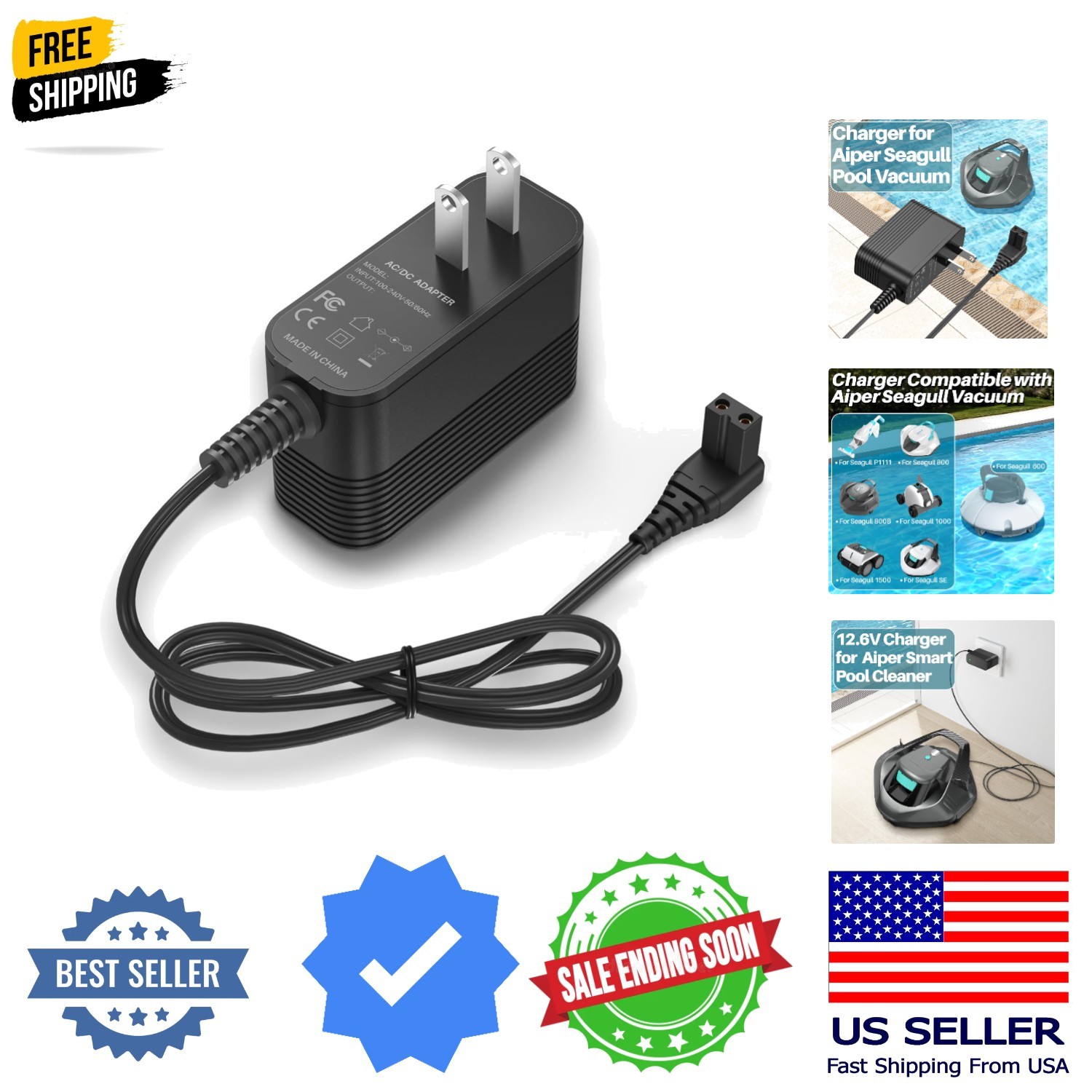 12.6V Charger for Aiper Seagull Pool Vacuum 600 800 800B SE 1000 1500 P1111 H…