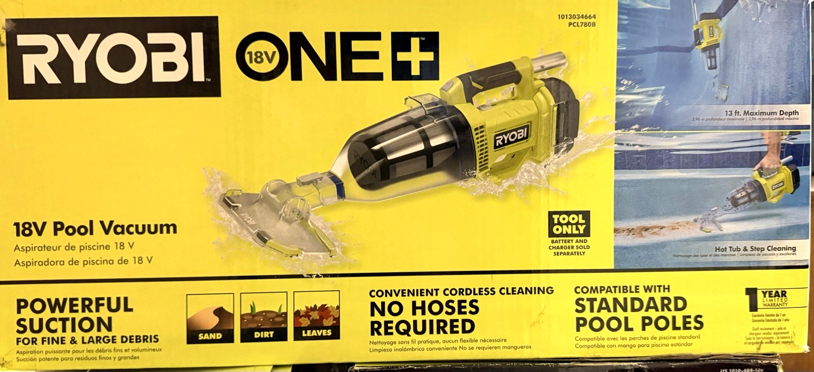 Ryobi ONE+ 18V Handheld Underwater Pool Vacuum PCL780B Used