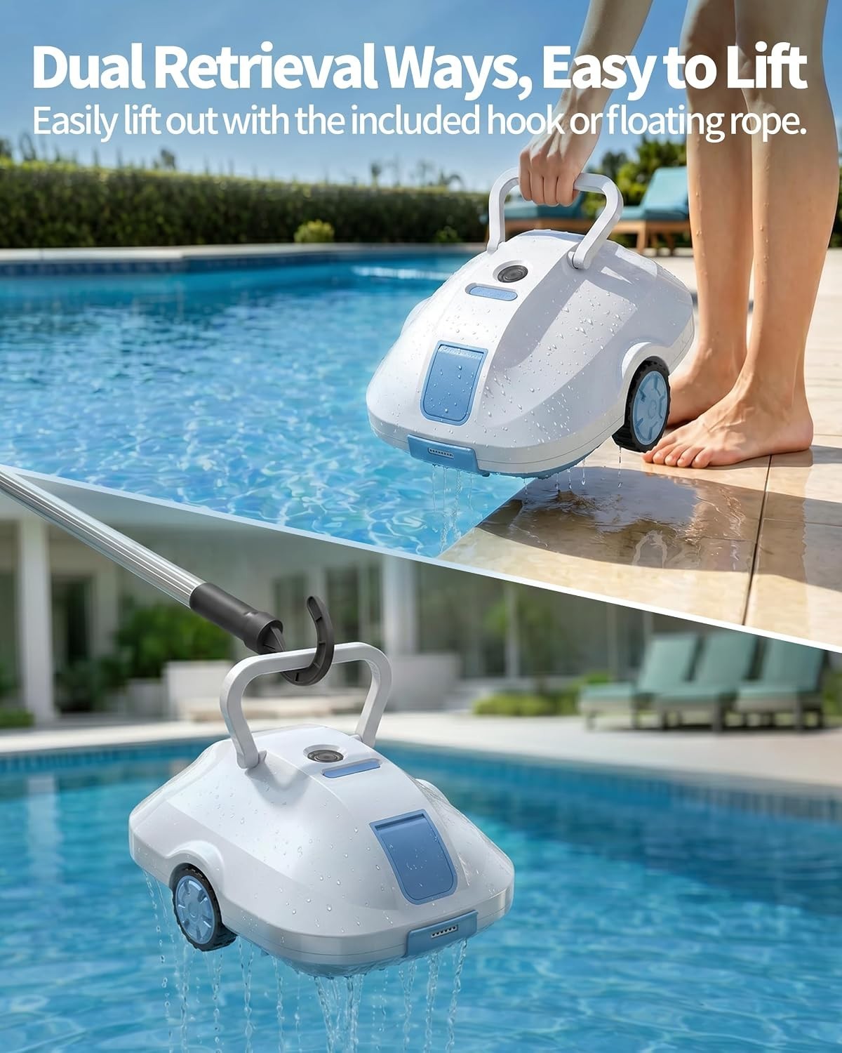 Advanced Automatic Pool Cleaning Robot for Above & Inground Pools, White Finish
